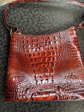 Brahmin Rich Ruby Croc-Embossed Shoulder Bag